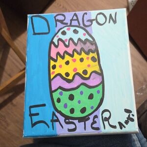 Colorful Dragon Egg Canvas Art - Multicolor Easter Design
